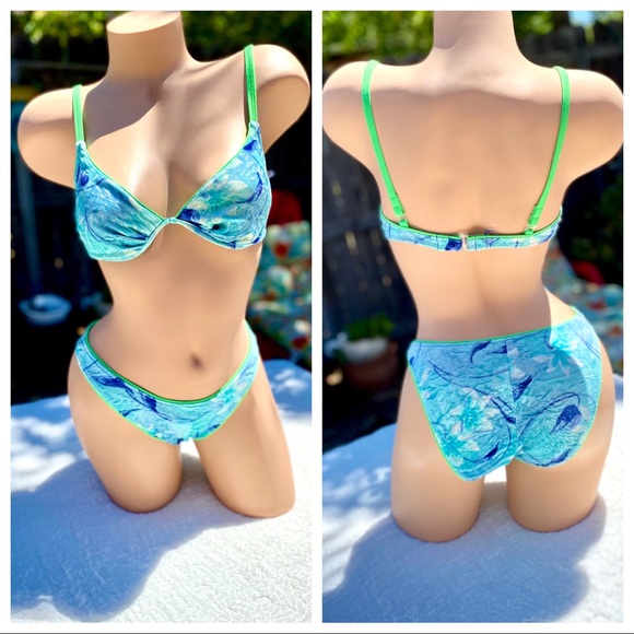 Studio Other - Jr 7/8 Ladies Sm/M VTG Unique Velvet Scoop High Cut Waist 2Pc Bikini